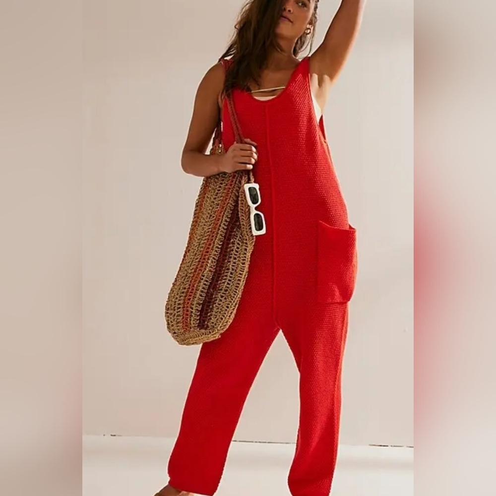 Free People Red Jumpsuit